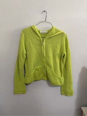 Willow Neon Green Crochet Zip Hoodie